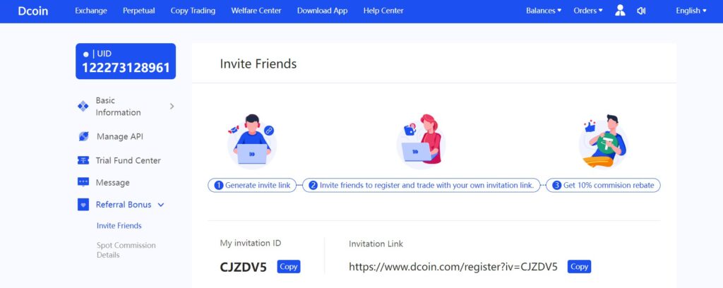 Dcoin Invitation ID