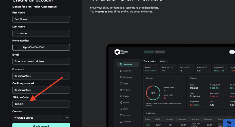 Pro Traders Fund Affiliate Code (IBZULD) Get 20% Discount!