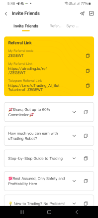 uTrading Bot Referral Id (ZEGEWT) Get 20% Discount On Trading Fees | uTrading Telegram Bot Referral Id!