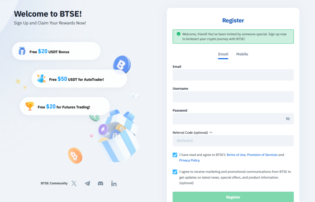 Btse Exchange Referral Code (8foFeAtX) Flat 20% Off On Fees!