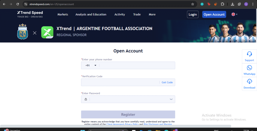 XTrend Speed Promo Code (2EJfu2) applied on registration screen