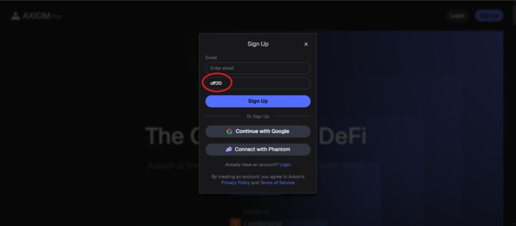 Axiom Trade Referral Code Applied