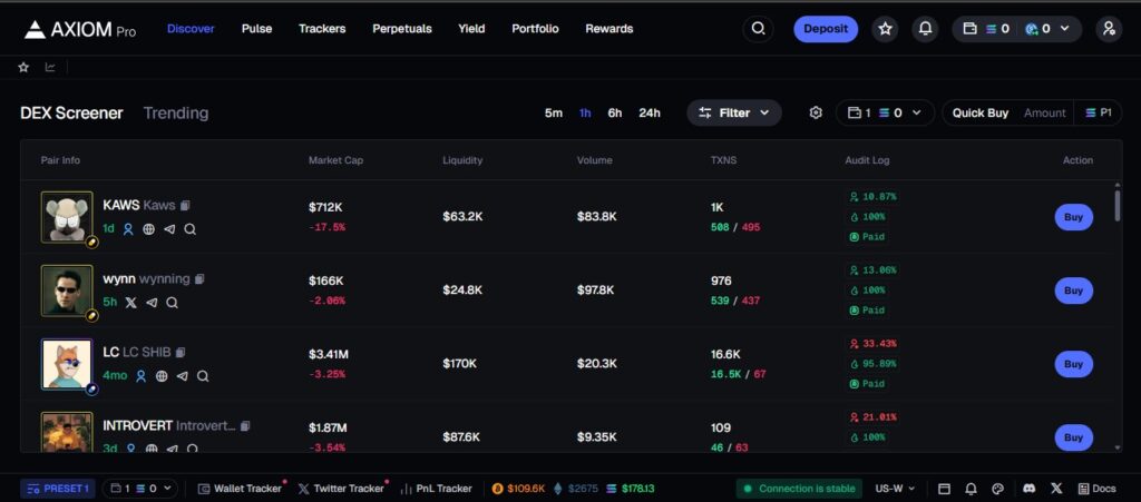 Axiom Trade Referral Code Platform Interface