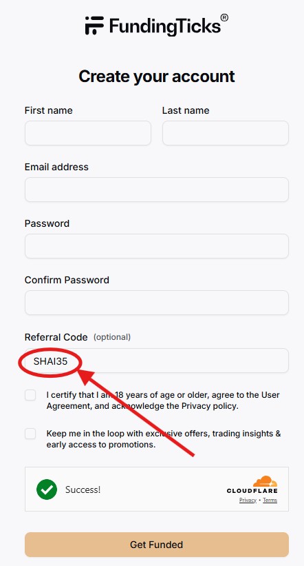 Step-by-Step Guide to Using the FundingTicks Referral Code "SHAI35"
