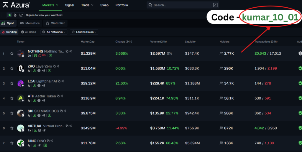 Azura Referral Code “kumar_10_01” – Get Exclusive 10% Trading Fee Discount