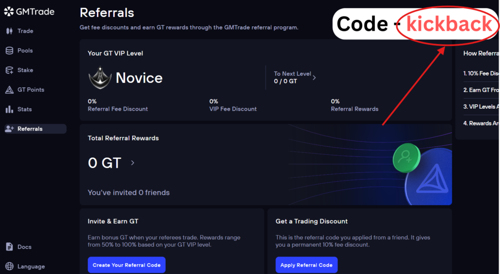 GMTrade Referral Code "kickback" – Save 10% on Every Trade Forever