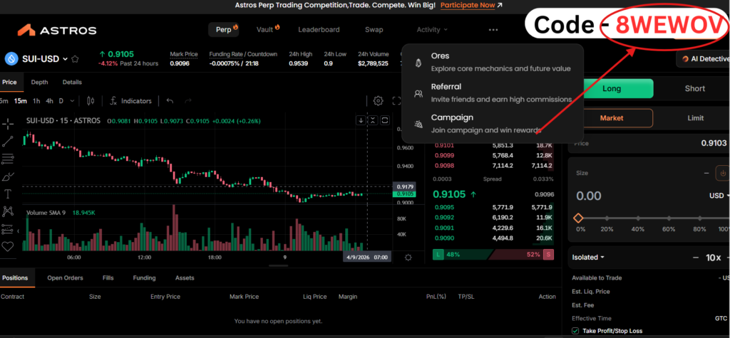 Astros Perps DEX Referral Code "8WEWOV" – Get 10% Bonus Trading Points Instantly